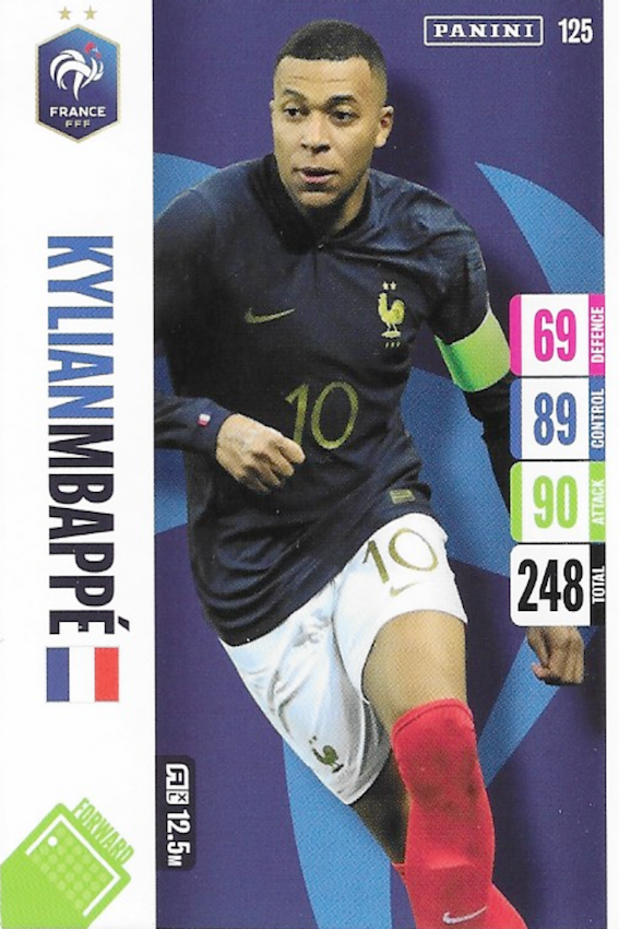 Kylian Mbappe Base Card Number 125 - Adrenalyn XL 2024 England Tournament Edition